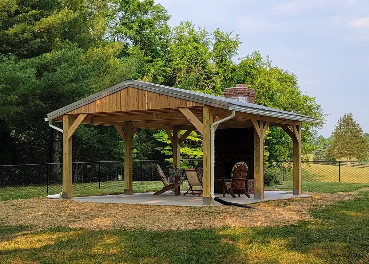 Timber pavilion and covered outdoor seating